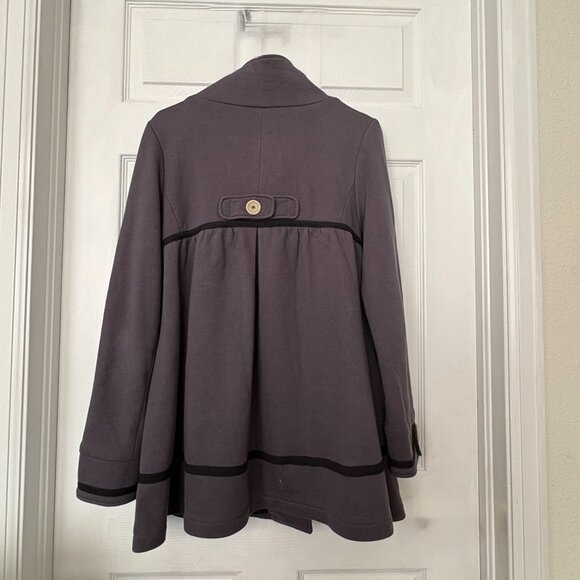 Knitted Dove Retro Button Front Jacket Coat Women’s Size L Gray/Black Trim EUC! - Picture 5 of 12